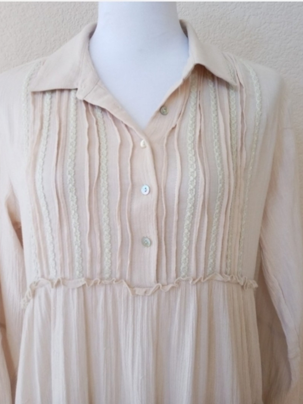 Sundance enchanted day's dress in flax cottage core lace women's size, large.